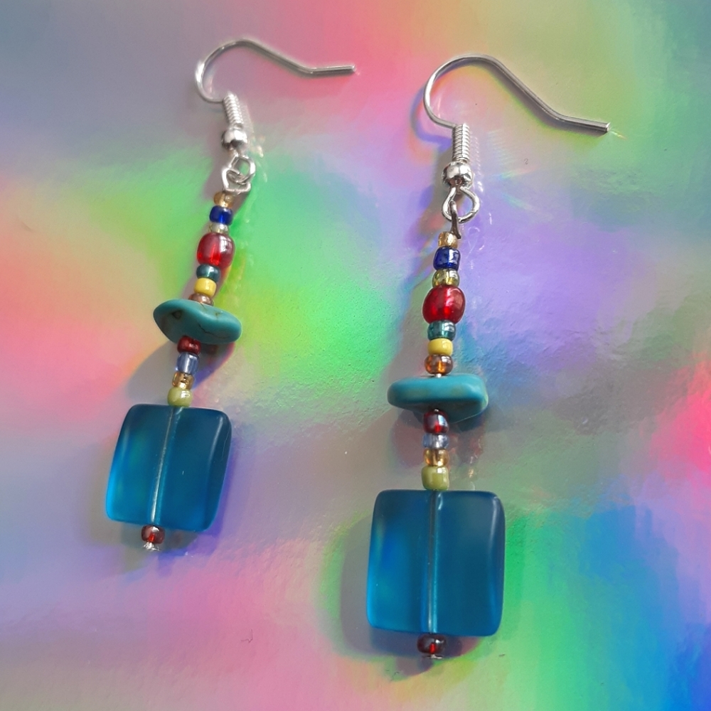 Handmade Glass Dangle Earrings